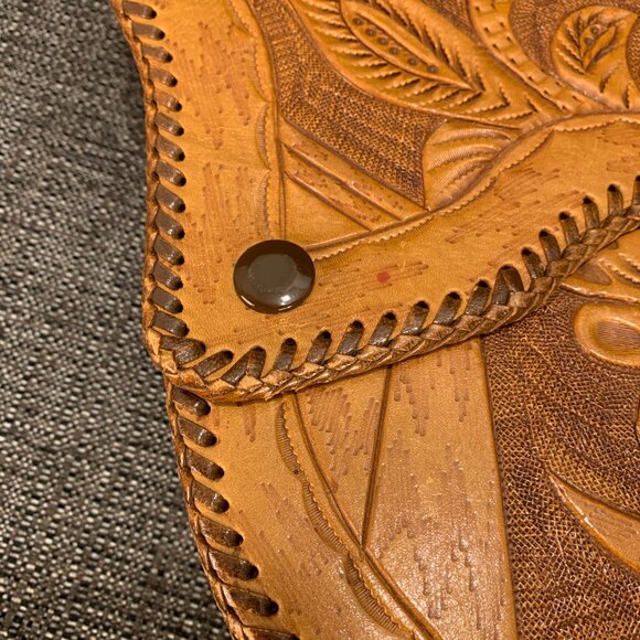 Vintage Hand Tooled Leather Noami Purse - floral large case handmade handbag - Picture 13 of 16